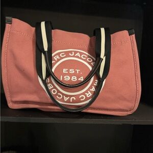 Marc Jacobs Pink and Black Tote Bag with Logo Patch